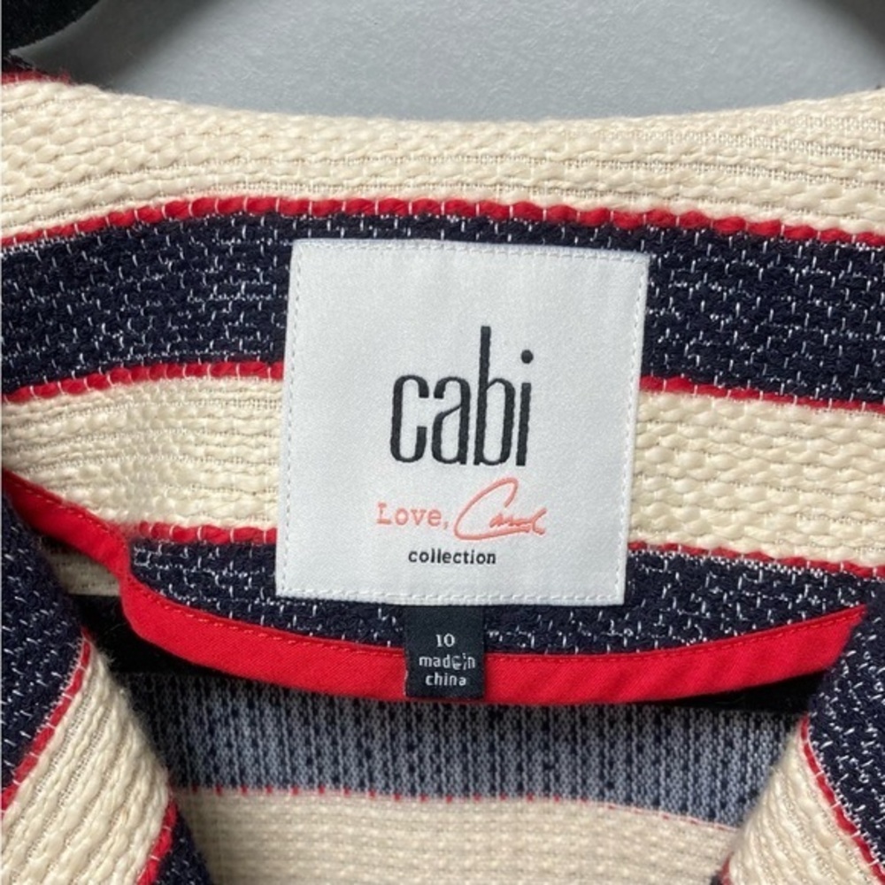 Cabi Love Carol Collection Striped Double Breasted Blazer 5094 Navy Cream Red 10 - Picture 4 of 5